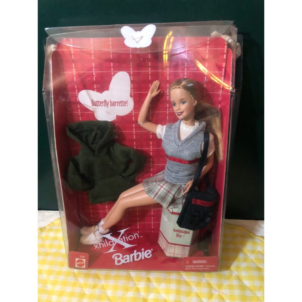 Vintage 1999 Xhilaration Barbie Doll Mattel 23961 Plaid Skirt Hoodie NIB